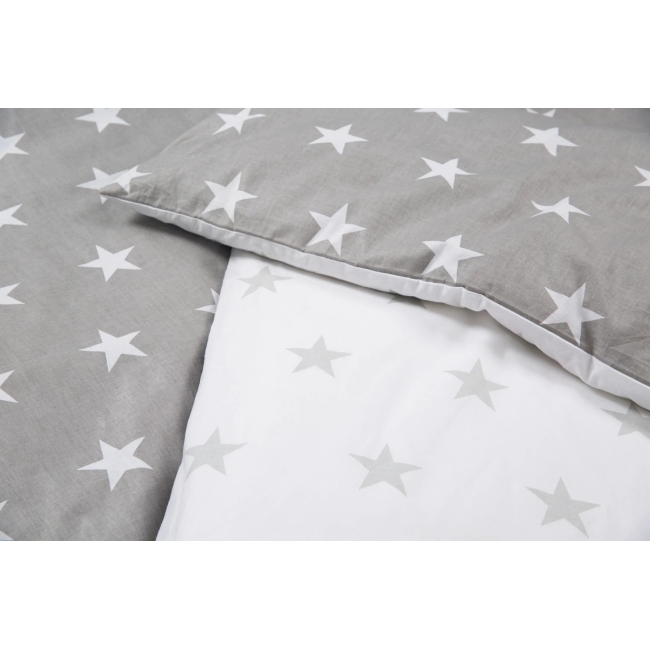 საბავშვო საწოლის თეთრეული 2 ნაწილი. ფერი: ნაცრისფერი/ვარსკვლავებით. Bed linen 2-piece Little Stars