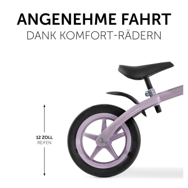 საბავშვო ბალანს ველოსიპედი SUPER RIDER, კაუჩუკის საბურავებით 25 კგ მდე ბავშვებისათვის. ფერი: ღია იასამნისფერი
